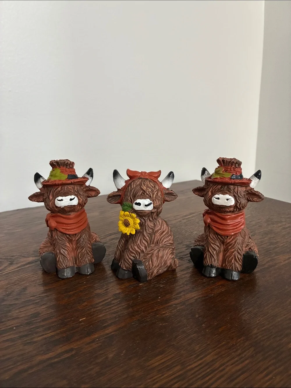 NWT- Set of 3- Fall Harvest- The rHighland Cow Figurines